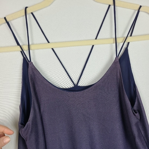 doe + rae Blue Ombre Spaghetti Strap Camisole Top Multi Straps Sparkle Size S - Picture 3 of 7
